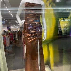 Windsor size large brown silk formal dress NWT